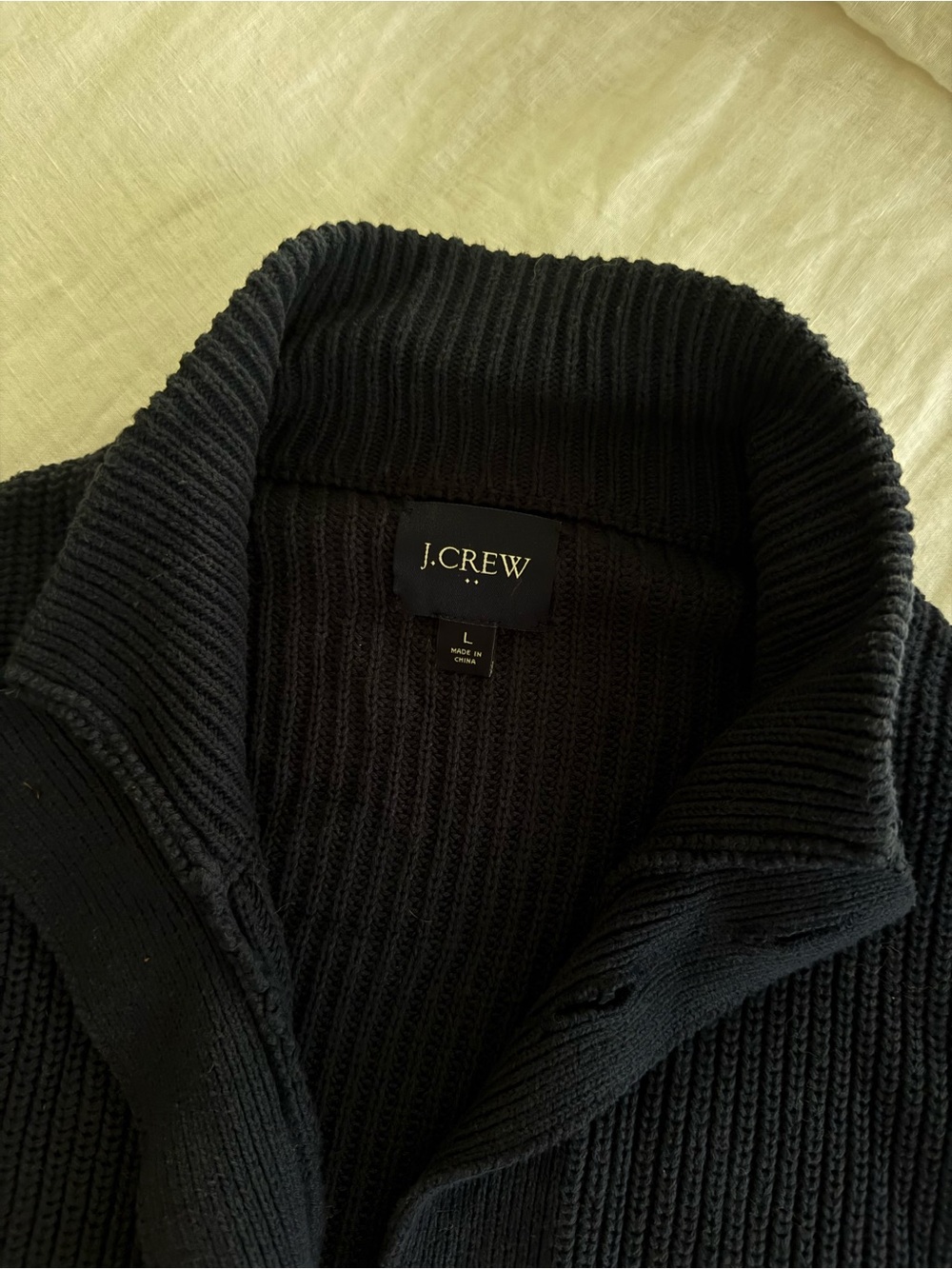 J. Crew Navy Ribbed Button-Up Cardigan - Picture 2 of 2